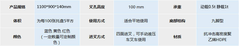 JSL-1109網輕九腳塑料托盤