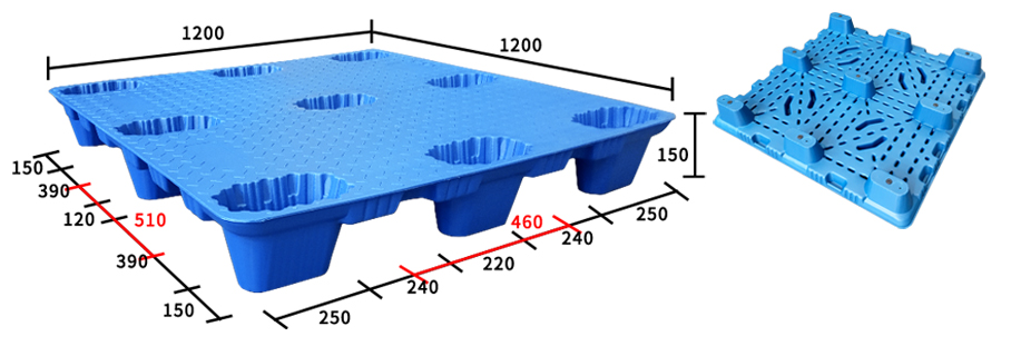 1212-九腳吹塑托盤-尺寸圖