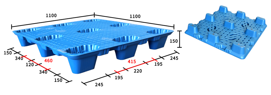 1111-九腳吹塑托盤-尺寸圖