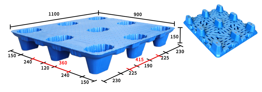 1109-九腳吹塑托盤-尺寸圖