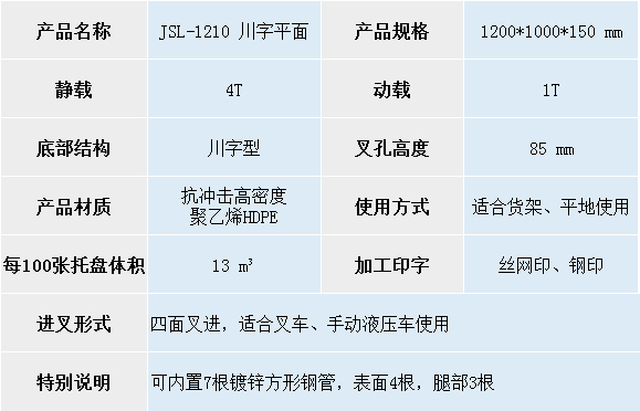 1210 川字平面托盤